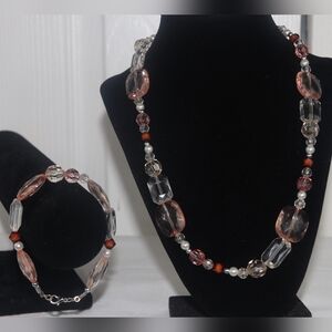 Elegant Multi-Color Beaded Necklace and Bracelet Set